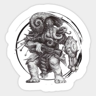 Octopus vortex warrior lovecraft style Sticker